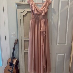 Elegant Pink Ruffled Wedding Dress